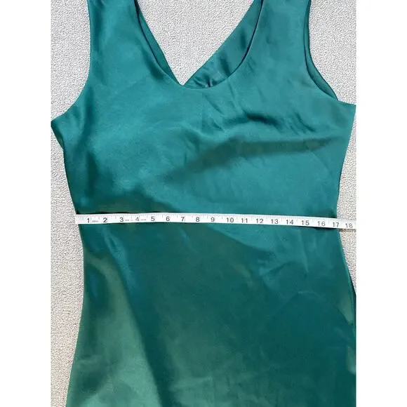 White House Black Market Satin Slip Dress Formal Sleeveless Green Size 14 - Picture 7 of 11